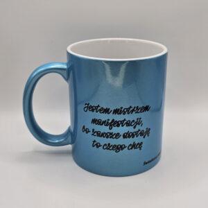 Kubek błękitny ALU z afirmacjami po obydwu stronach