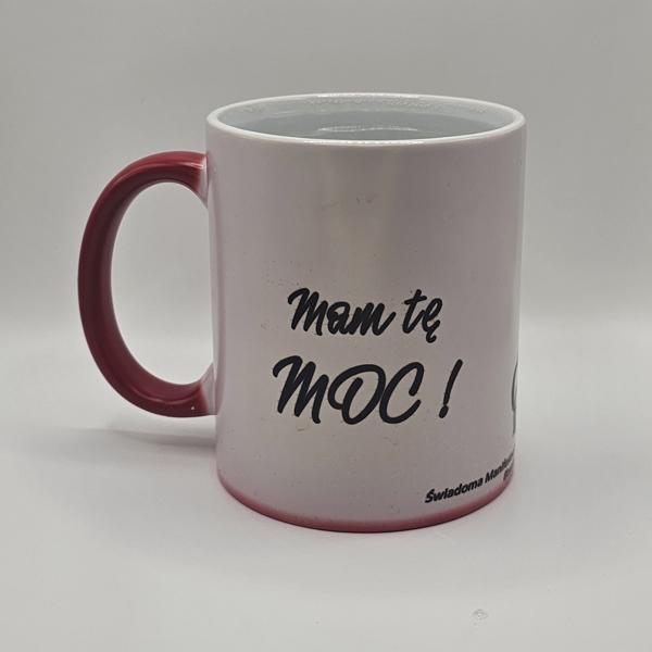 Kubek magiczny czerwony z afirmacjami po obydwu stronach - obrazek 2