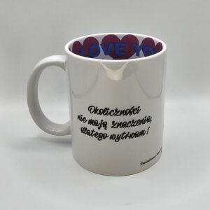 Kubek z wnętrzem "I Love you" z afirmacjami po obydwu stronach