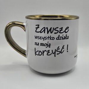 Elegancki kubek z afirmacjami po obydwu stronach - biały 400 ml