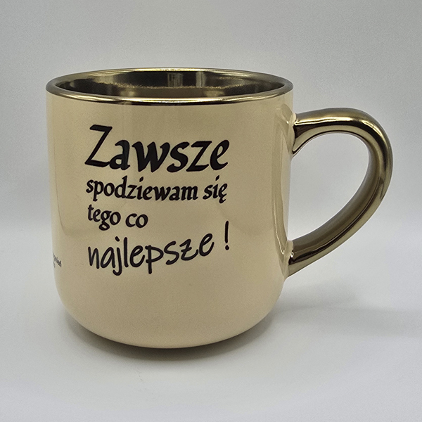 Elegancki kubek z afirmacjami po obydwu stronach - beżowy 400 ml - obrazek 3