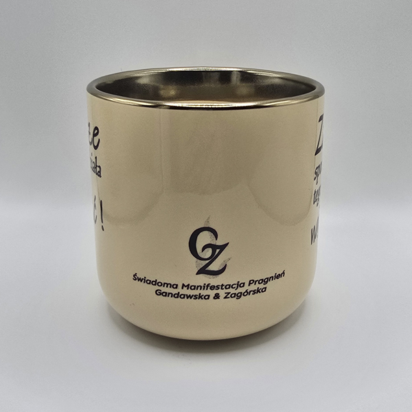 Elegancki kubek z afirmacjami po obydwu stronach - beżowy 400 ml - obrazek 2