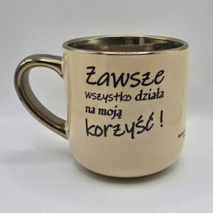 Elegancki kubek z afirmacjami po obydwu stronach - beżowy 400 ml