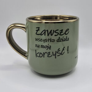 Elegancki kubek z afirmacjami po obydwu stronach - zielony 400 ml