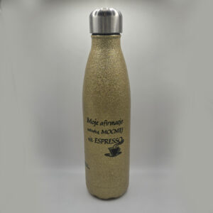 Butla stalowa Bowling złoty brokat z afirmacjami po obydwu stronach - 500 ml