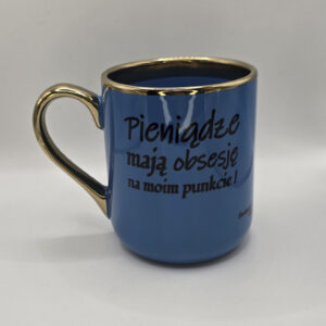 Elegancki kubek z afirmacjami po obydwu stronach – niebieski 330 ml