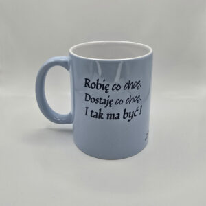 Kubek błękitny light z afirmacjami po obydwu stronach - 330 ml