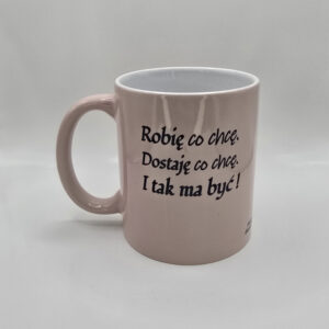 Kubek różowy light z afirmacjami po obydwu stronach - 330 ml