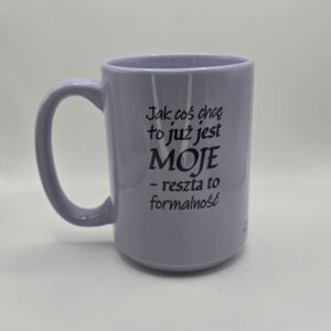 Kubek matowy light fioletowy z afirmacjami po obydwu stronach - 440 ml