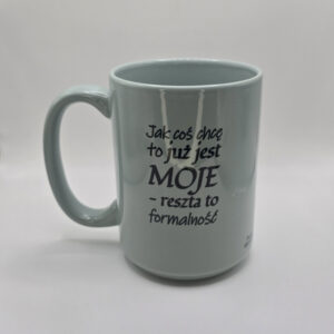 Kubek matowy light zielony z afirmacjami po obydwu stronach - 440 ml