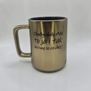 Kubek złoty matowy i czarny środek z afirmacjami po obydwu stronach